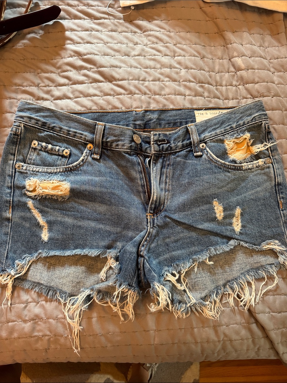 rag & bone Distressed Blue Denim Cutoff Shorts